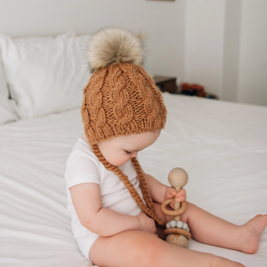 Pecan Cable Knit Bonnet