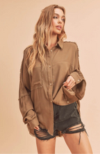 Load image into Gallery viewer, Delilah Mocha Button-Down
