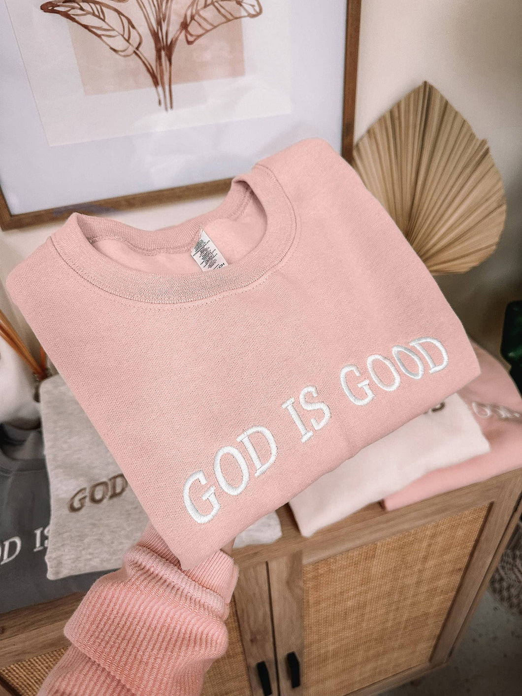 God is Good embroidered crew